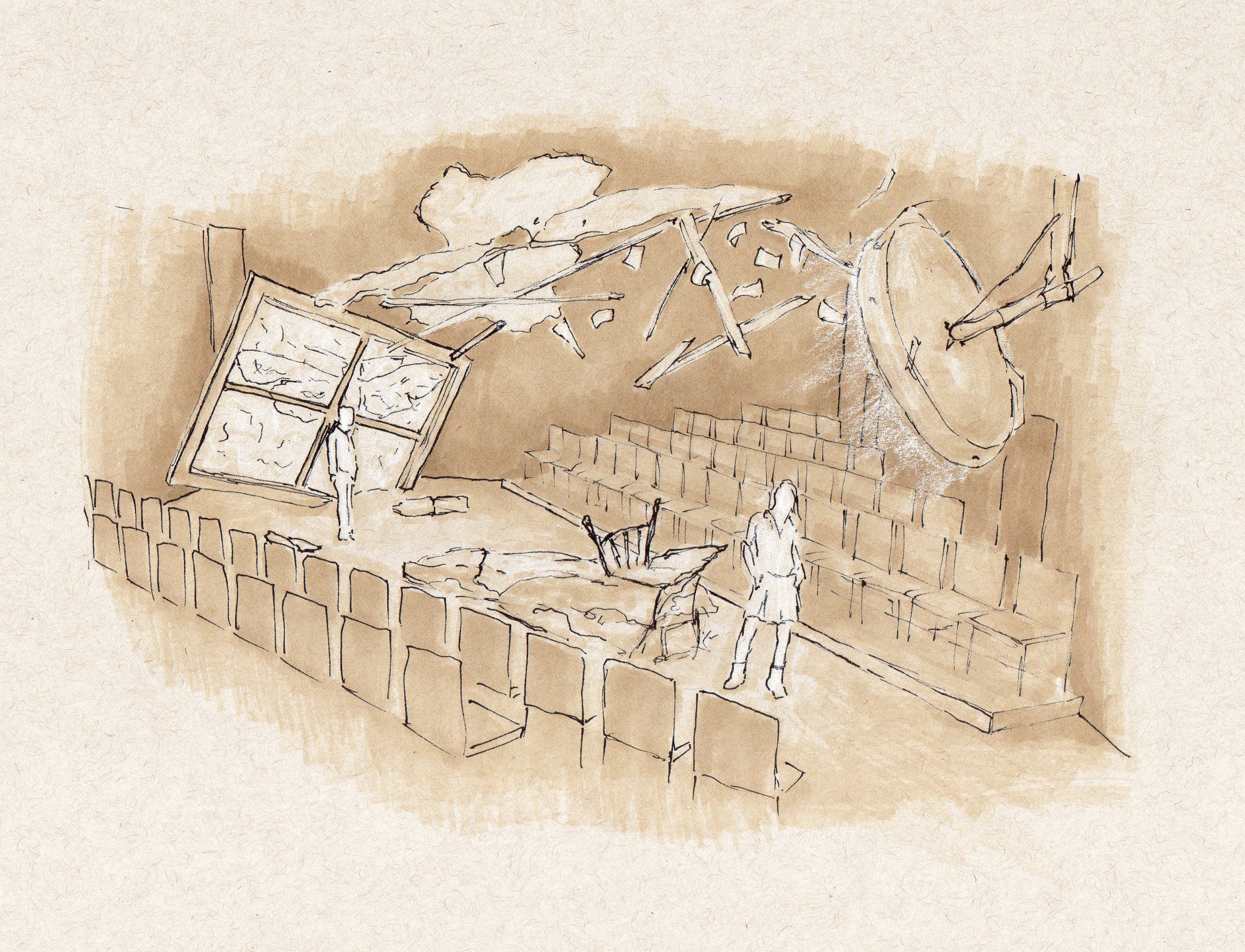 Concept drawing for the set of Moth (2016) by Apollo Mark Weaver.
