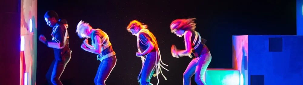 Jahzeer Terrell, Mary Tuomanen, Anna Zaida Szapiro &amp; Tabitha Allen in Local Girls (2016). Photo by Johanna Austin/AustinArt.org