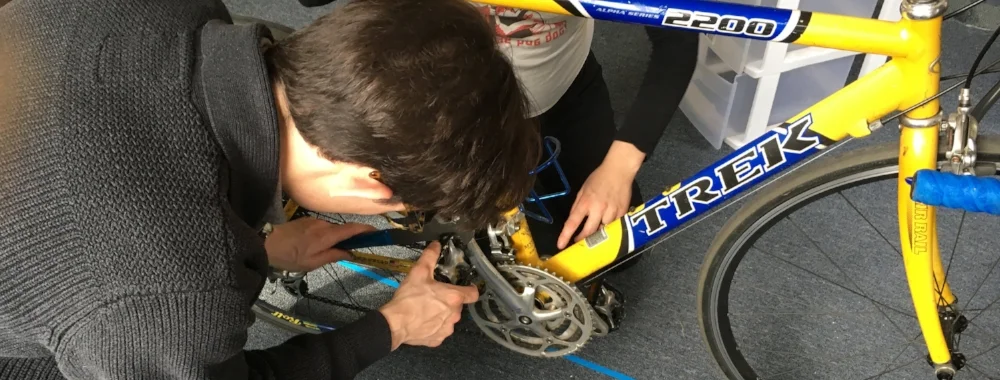 In rehearsal and learning how to change a pedal.