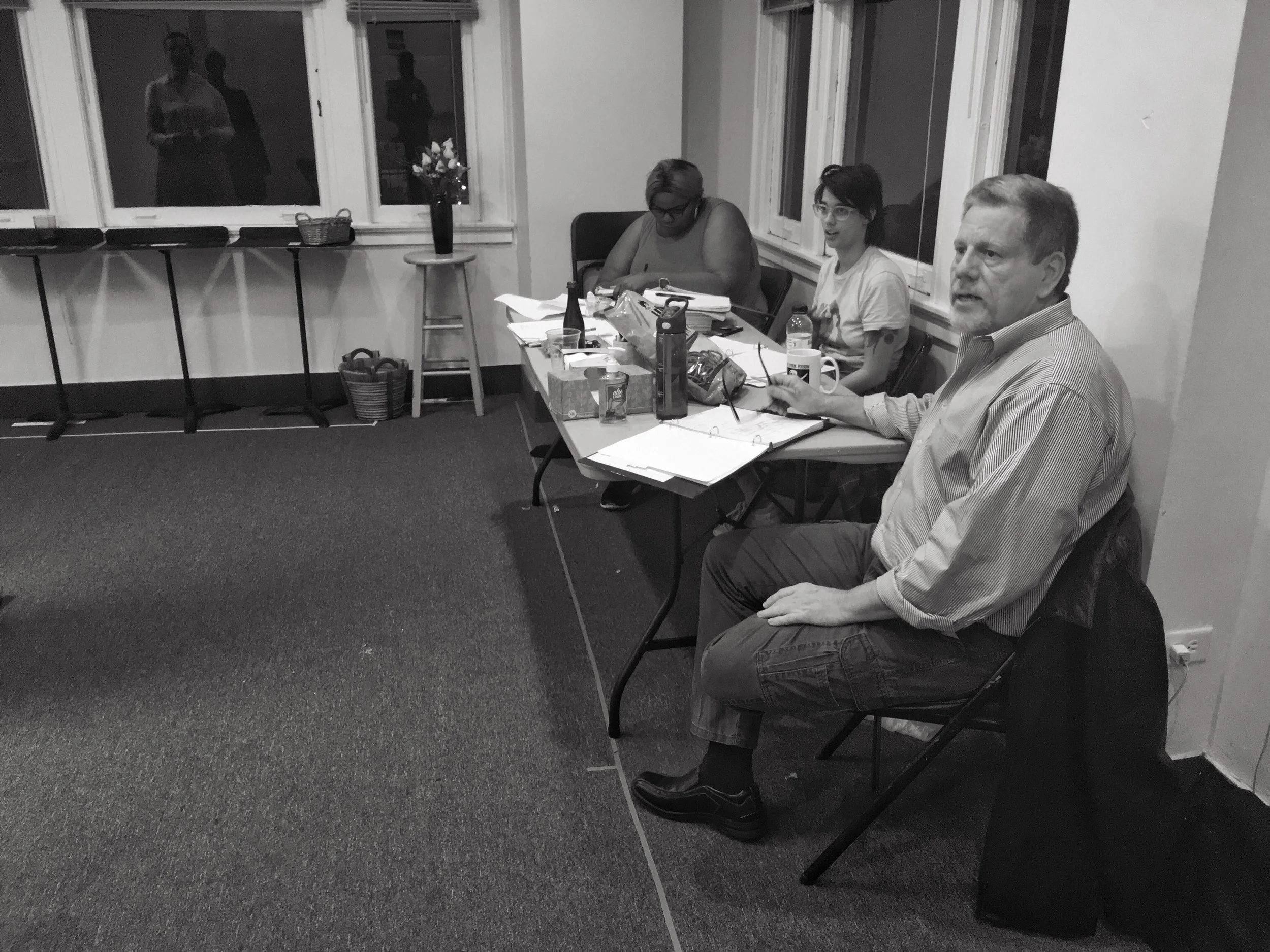 From front to back: Kevin, Stage Manager Terry Mittelman, Assistant Director Kasual Owens-Fields