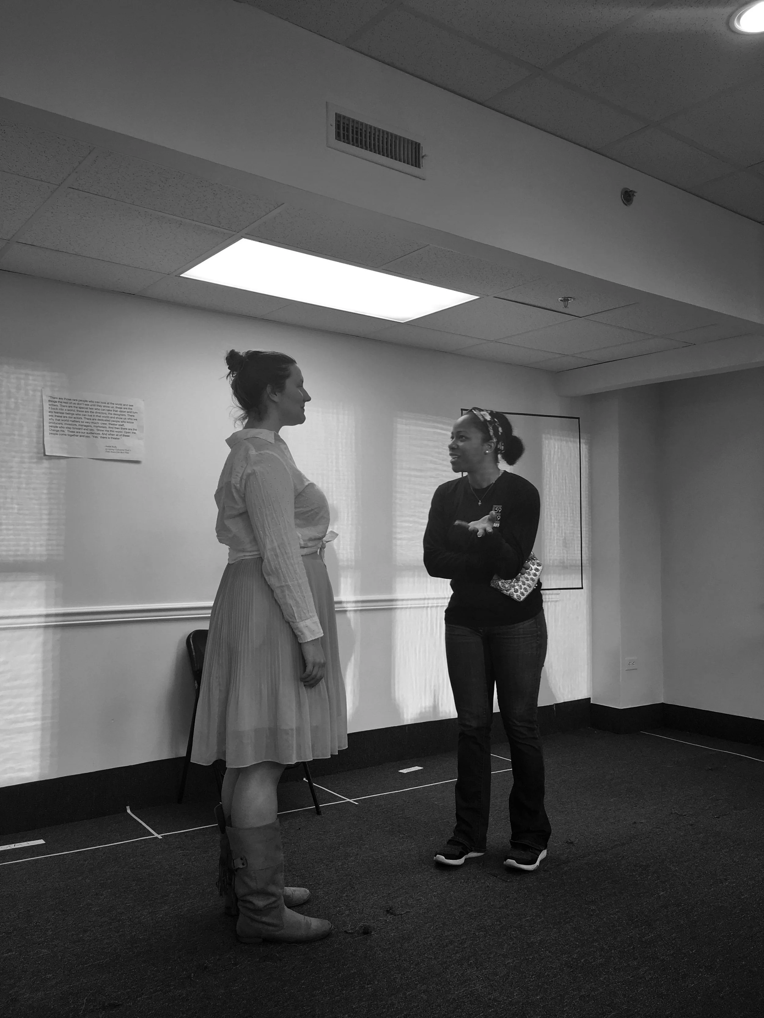 Danielle and Brandi Burgess (Holly) rehearse a scene