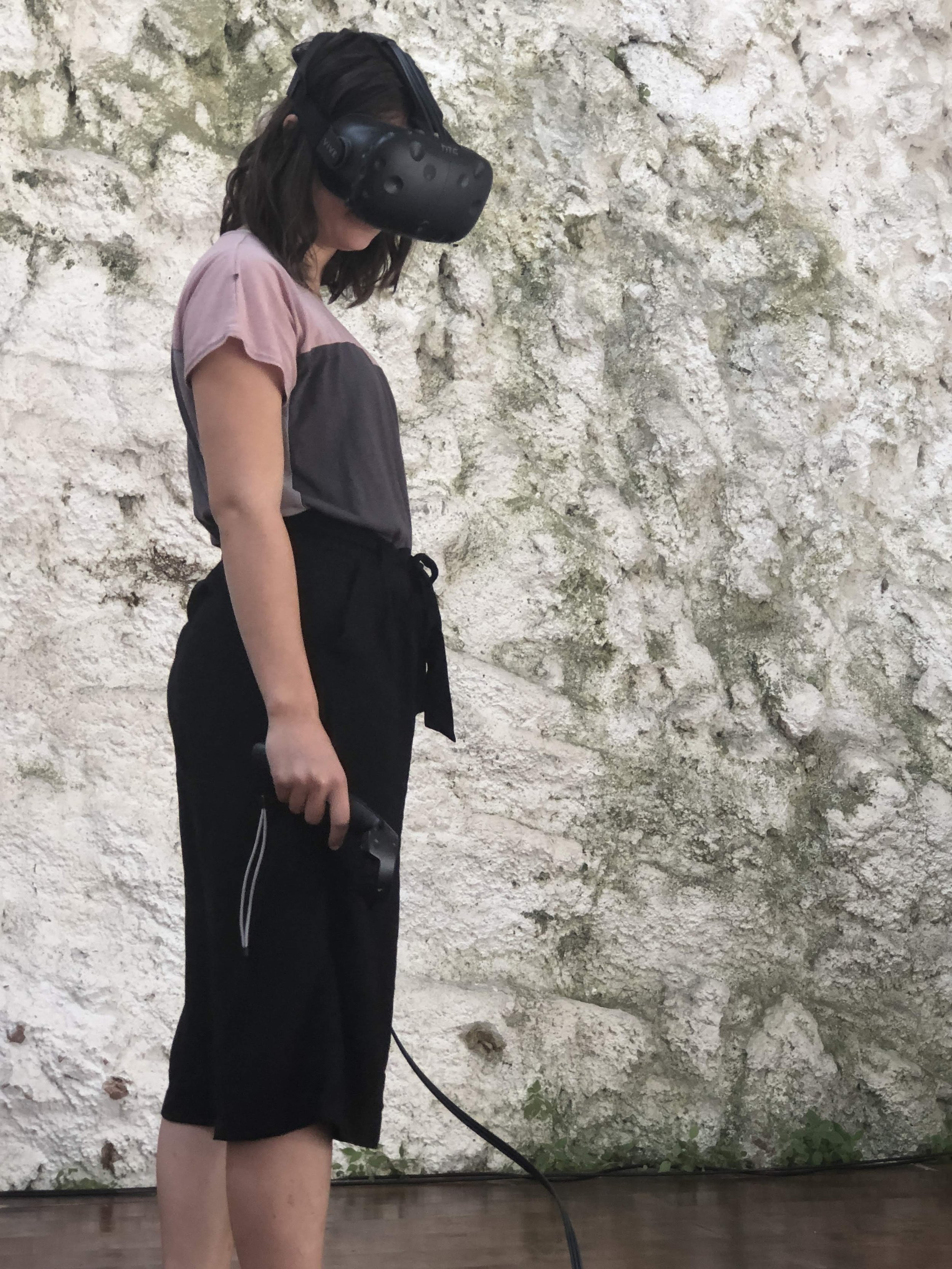 A VR mask in use