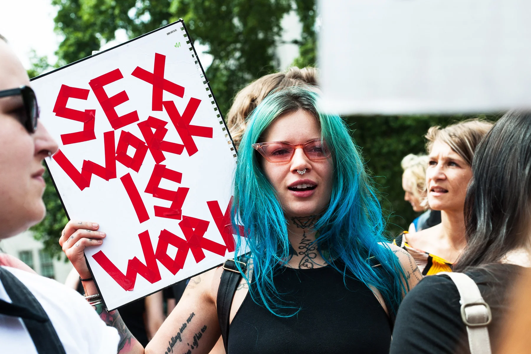 Protestors advocating for sex workers