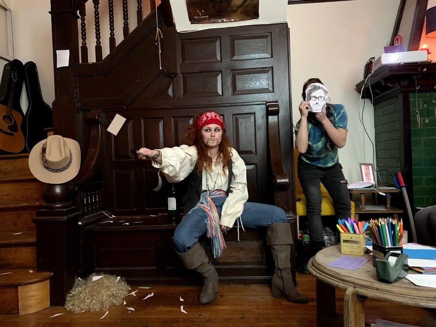 Jenna Kuerzi and Val Dunn in Johnny Depp: a Retrospective on Late Stage Capitalism (photo by Minou Pourshariati)