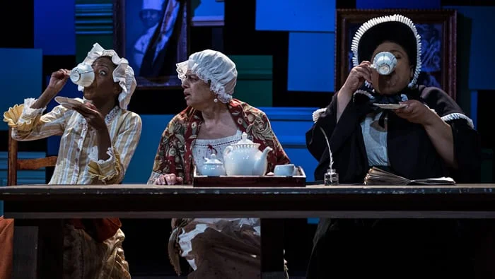 Tai Alexander, Jane Petkofsky, and Taunya Ferguson in The Most Spectacularly Lamentable Trial of Miz Martha Washington at Ally Theatre Company // Photo: Teresa Castracane