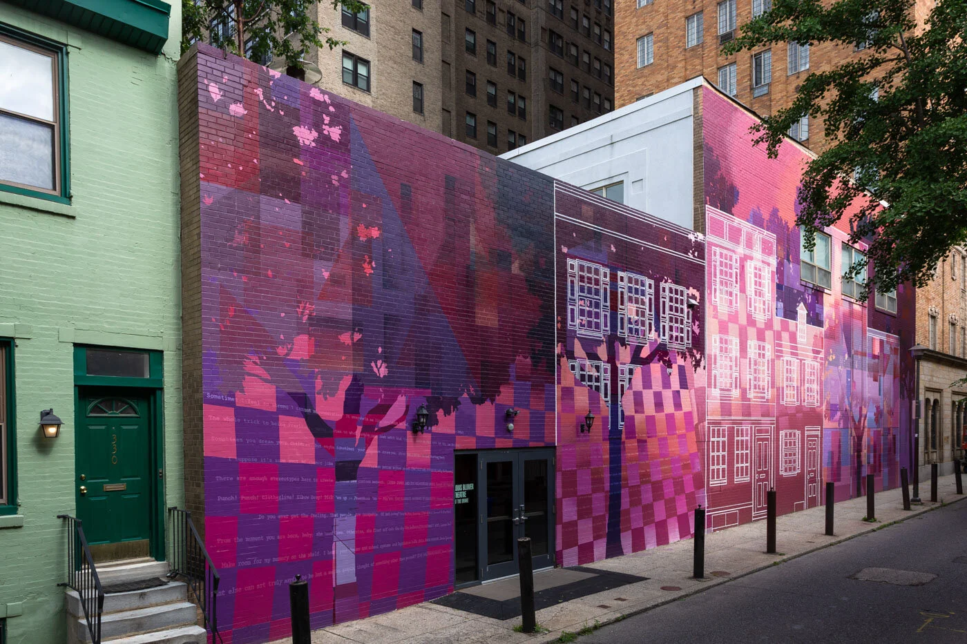 The mural decorating the side of The Drake; The Stage by Felix St. Fort // Photo by Steve Weinik