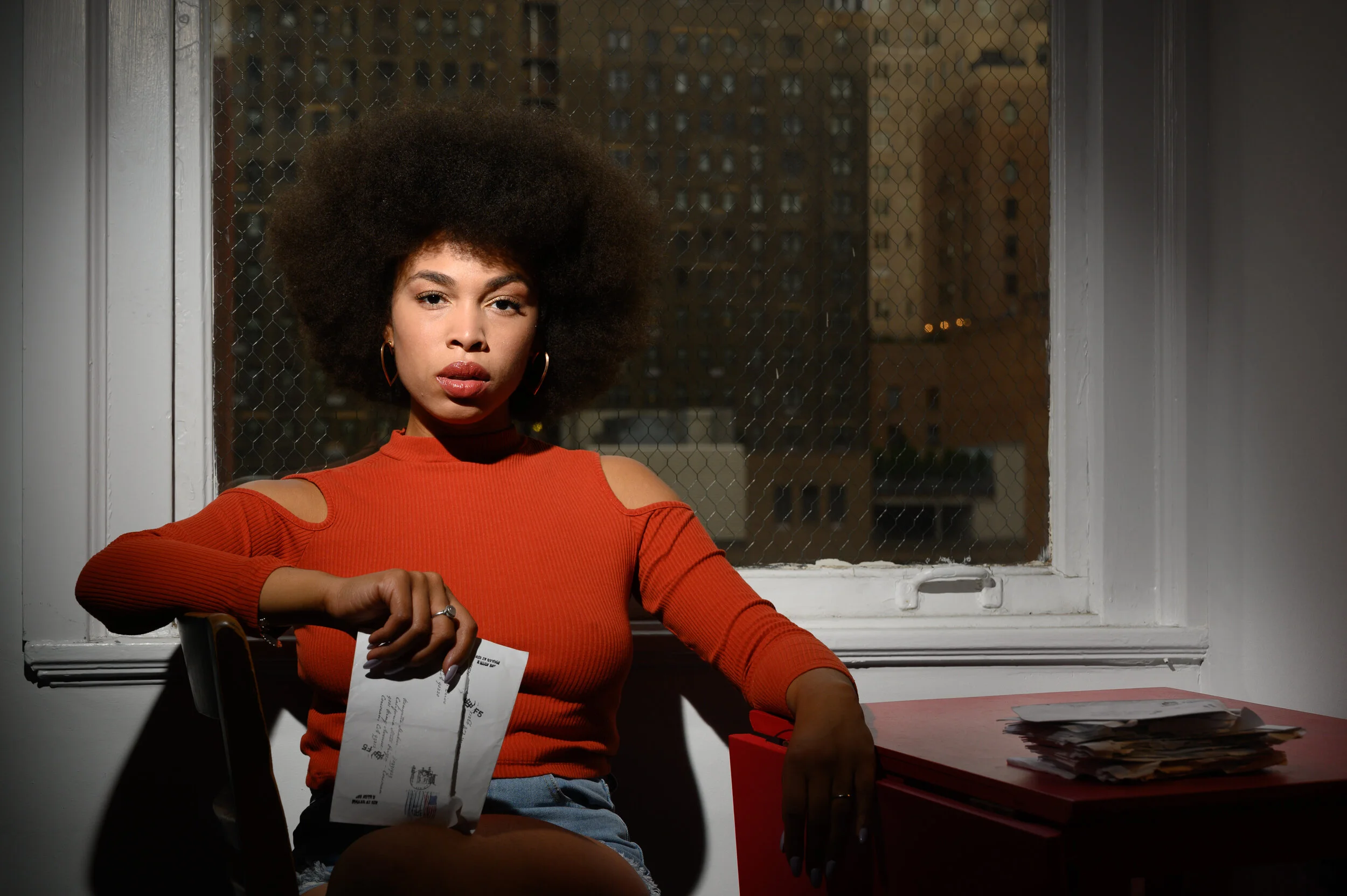 Victoria Goins plays Nina in Sunset Baby // Photo by Johanna Austin/AustinArt.Org