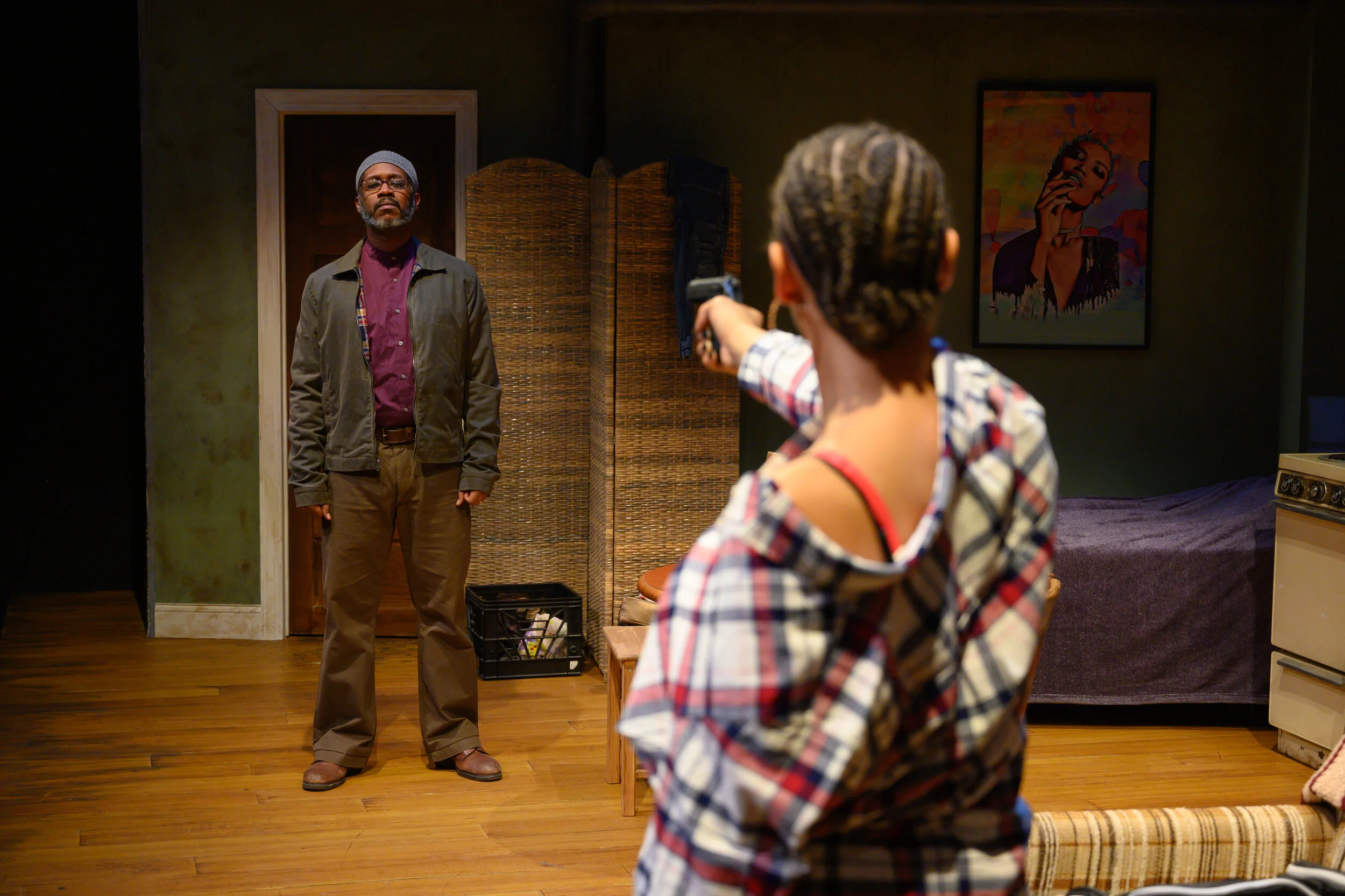 Steven Wright as Kenyatta and Victoria Aaliyah Goins in Sunset Baby // Photo by Johanna Austin/AustinArt.Org