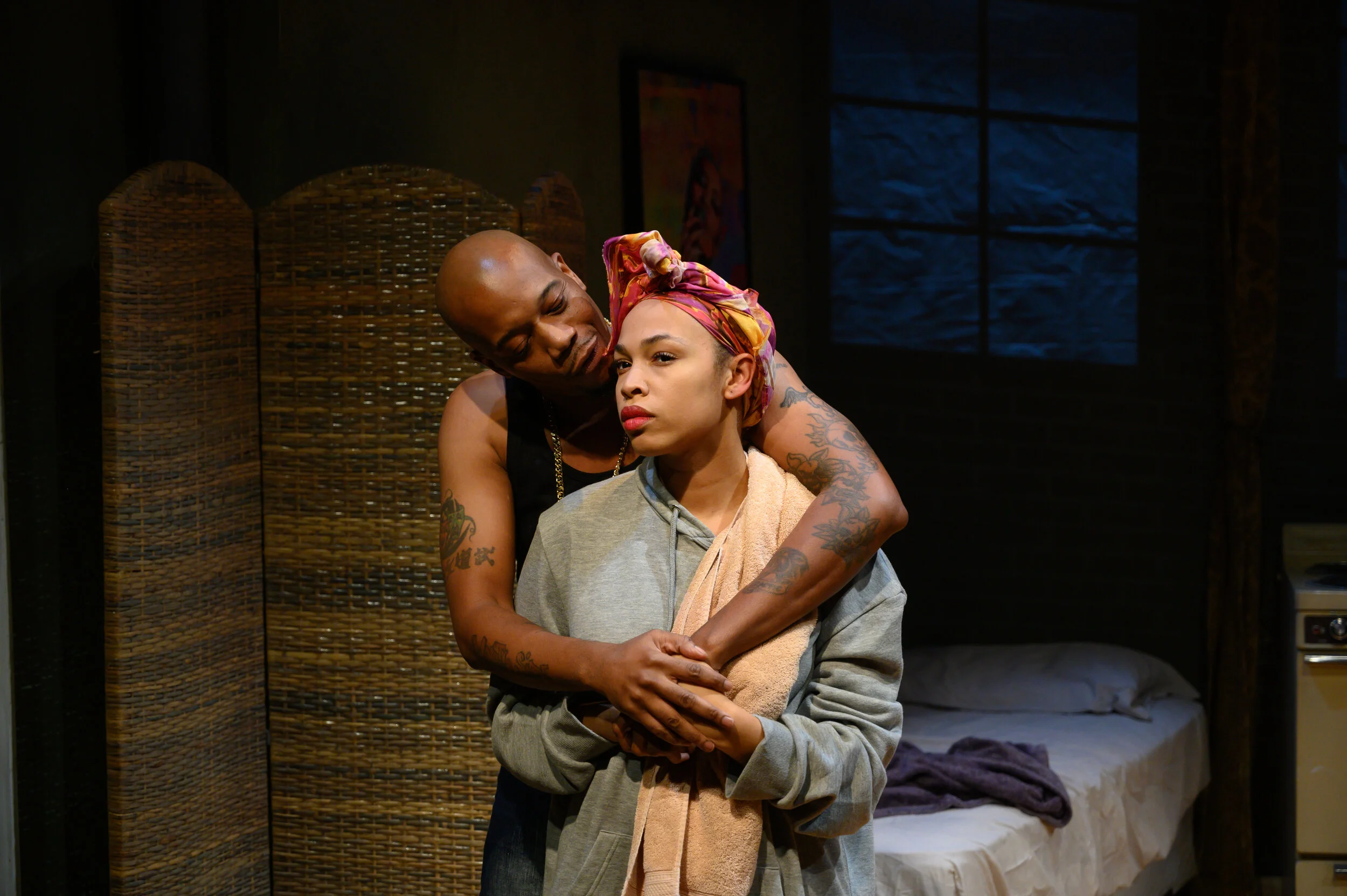 Eric Carter as Damon and Victoria Aaliyah Goins in Sunset Baby // Photo by Johanna Austin/AustinArt.Org