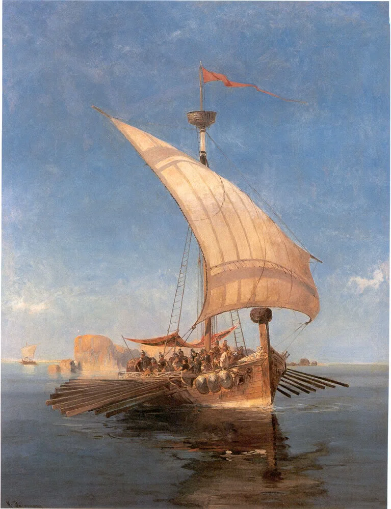 A painting of Argo, the ship of Jason and the Argonauts, by Konstantinos Volanakis (1837 - 1907)
