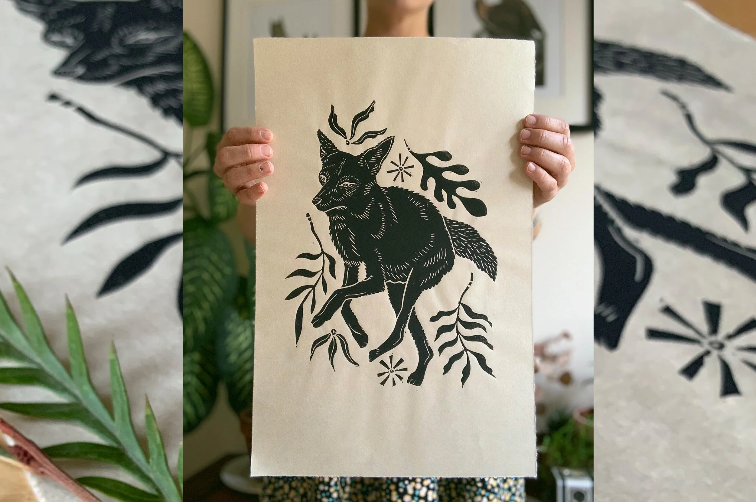  “Wanderer of the Plains” 11 x 17” Block Print on kitakata paper.  