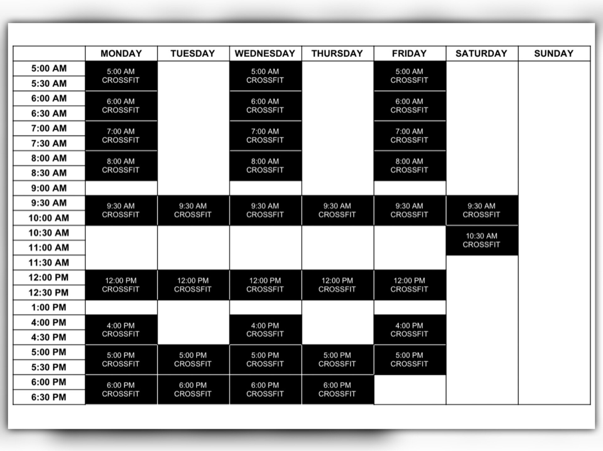 Phase 3 Gym Schedule Crossfit Onefifty