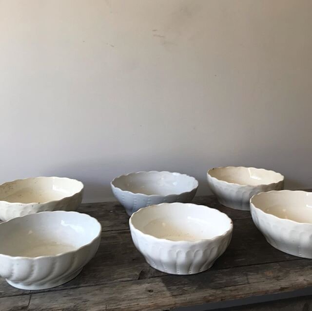 Six antique ironstone bowls between 9 1/2&rdquo; - 11&rdquo; diameter *all sold