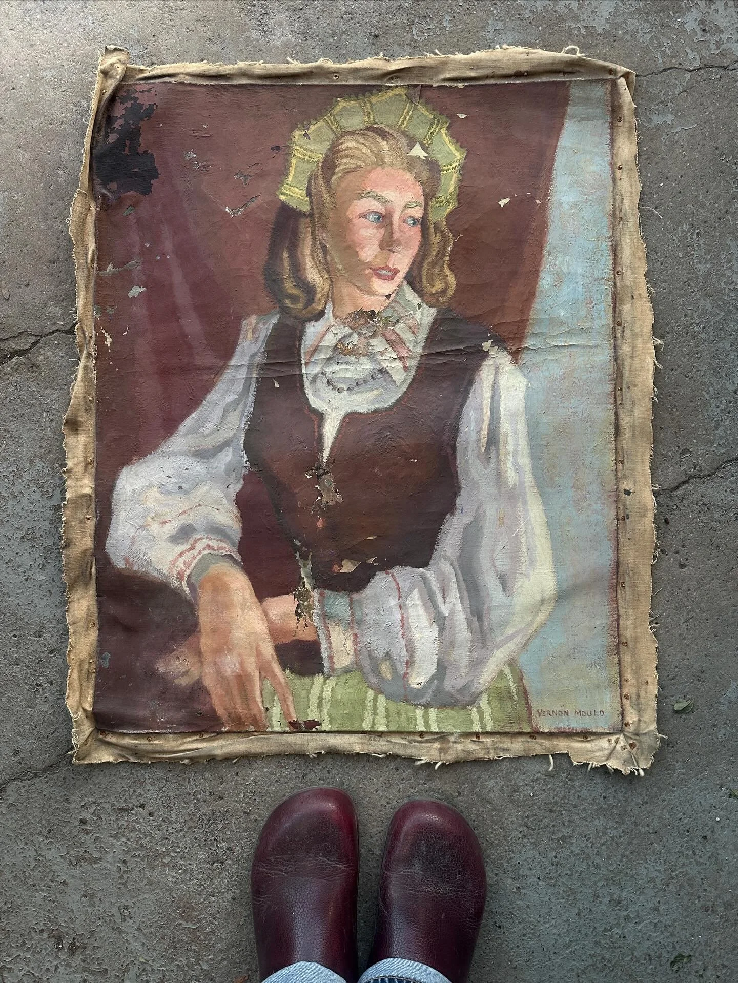 Large unstretched oil on canvas.  By well listed Toronto painter Vernon Mould (1927-2024). Some paint loss.  32&rdquo; x 26&rdquo;&hellip;$100 plus HST includes GTA delivery 🌿*SOLD