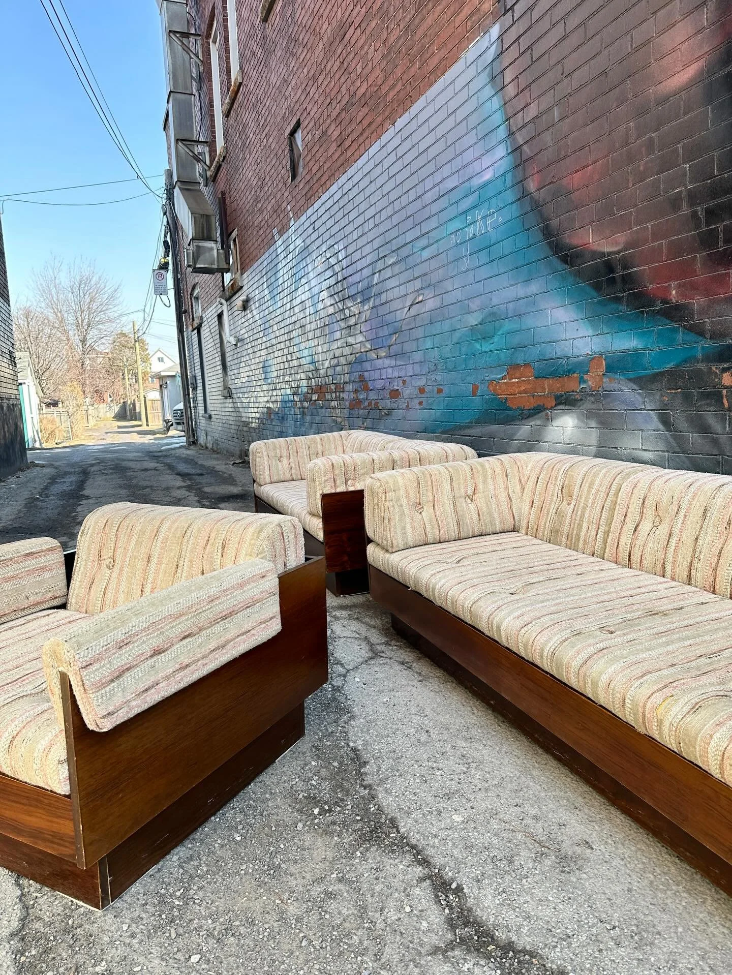 Good morning! A very stylish set of midcentury Scandinavian rosewood furniture.  A chair, a loveseat, and a couch that pulls out into a bed (see last slide)&hellip;Selling separately.  Widths 30&rdquo;, 60 1/2&rdquo;, 78 1/2&rdquo; respectively.  Eac