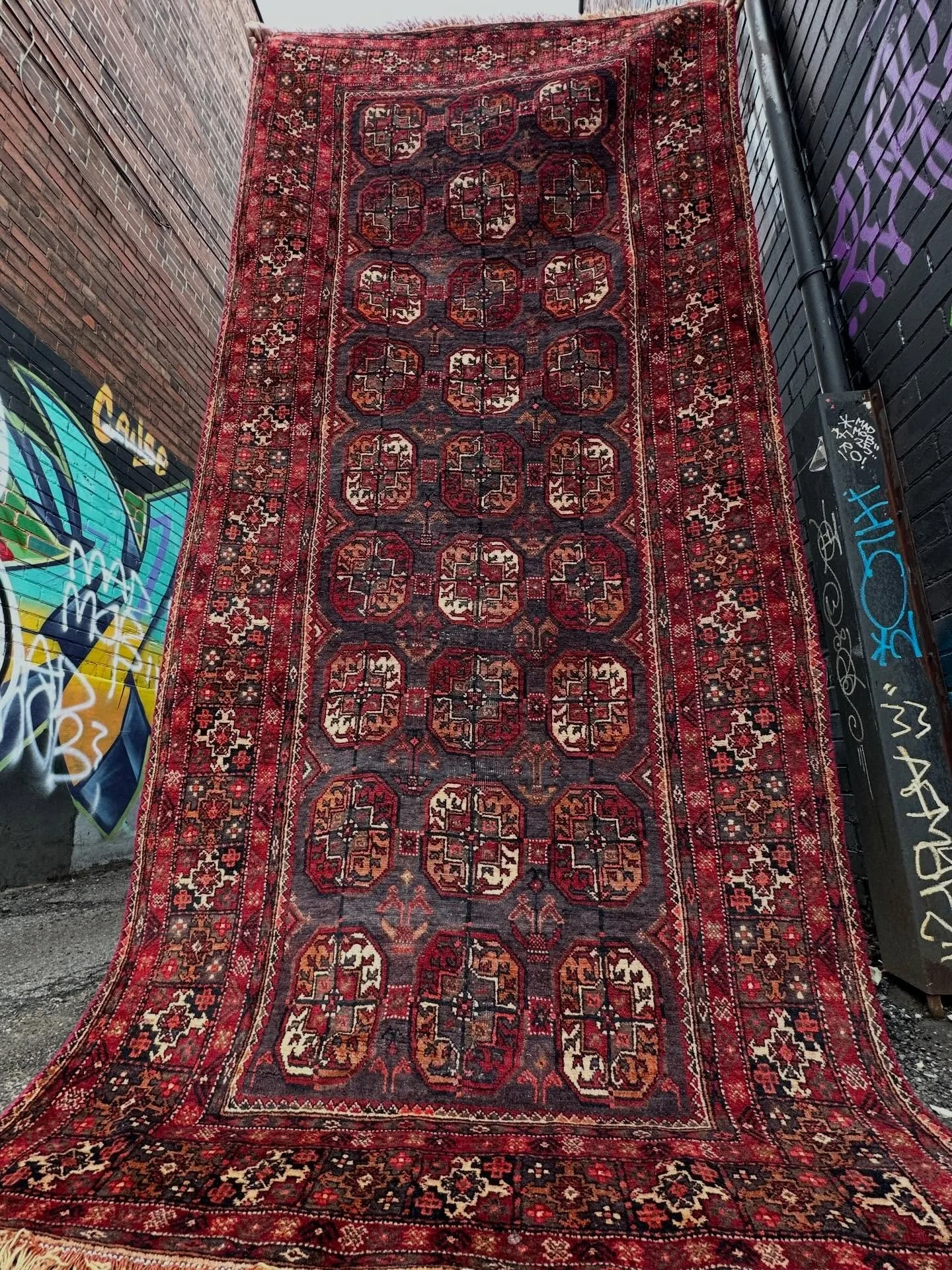 Wonderful, large antique Turkmen&hellip;hefty, heavy pile&hellip;106&rdquo; x 48&rdquo;&hellip;$750 plus HST includes GTA delivery 🖤*SOLD