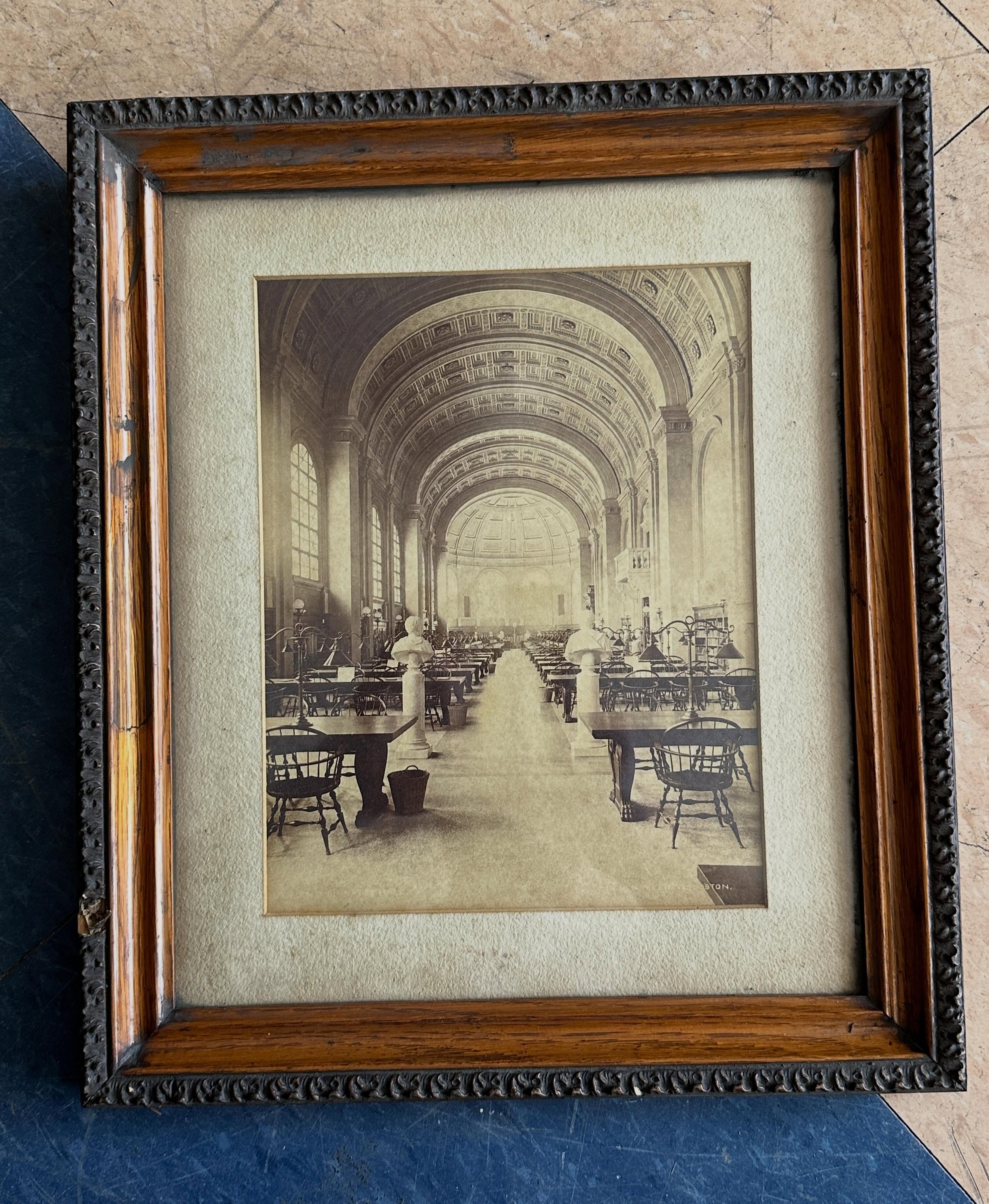 Very handsome framed 19th century photograph of the Boston Public Library.  Nice depiction of the vaulted reading room&hellip;14 1/2&rdquo; x 12 1/2&rdquo;&hellip;$95 plus HST includes GTA delivery 📚