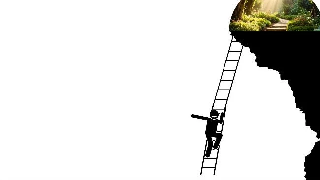 Image of a person climbing up a ladder out of the Efforting cycle