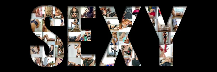 The word 'SEXY' spelled out with a collage of images of women in various outfits and poses.
