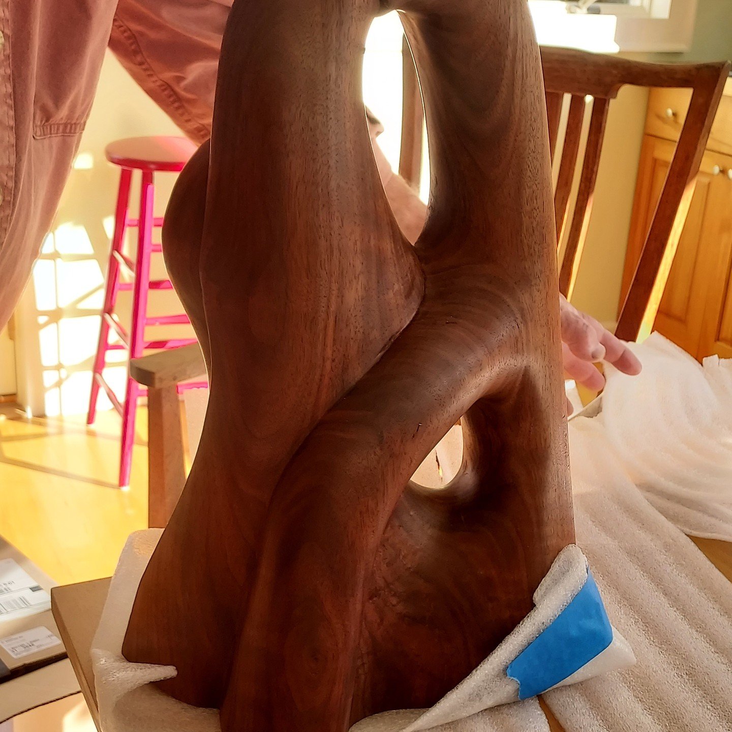 Duet, a black walnut piece I completed in 2023, is leaving home and headed to Santa Rosa, CA, where it will live with George and Nancy Luke. I hope they enjoy it as much as we loved having it in our home.