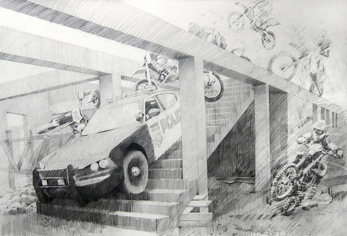 Crows. 2016, graphite on paper, 36 x 54 inches