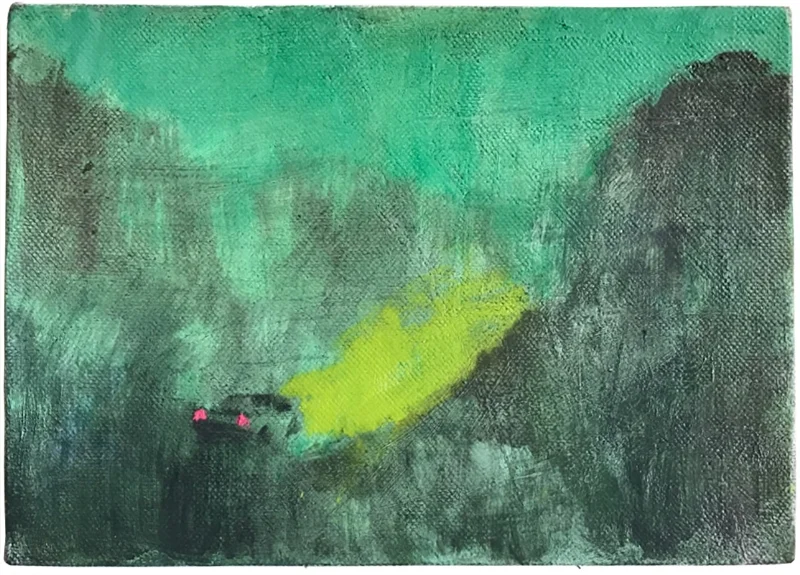 The Crossing. 2017, oil and pigment on linen, 8 x 11 inches