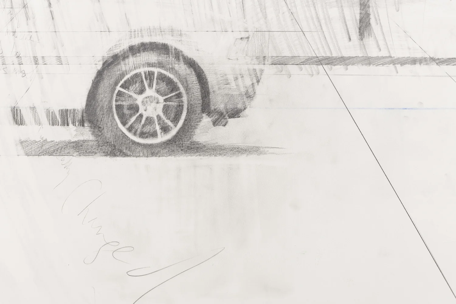 White Ferrari (detail). 2018, graphite on paper, 55 x 55 inches