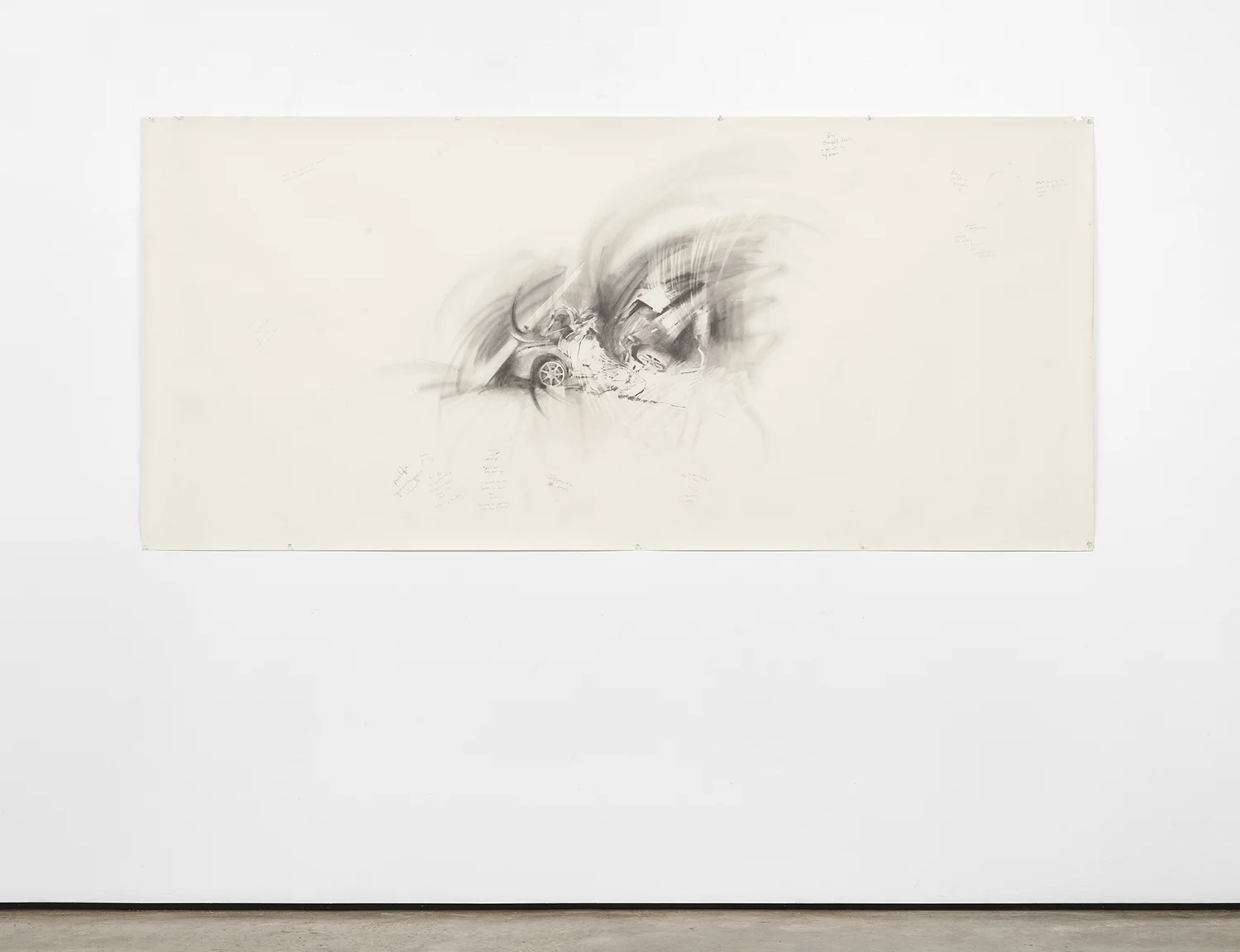 Bent. 2017, graphite on paper, 36 x 96 inches
