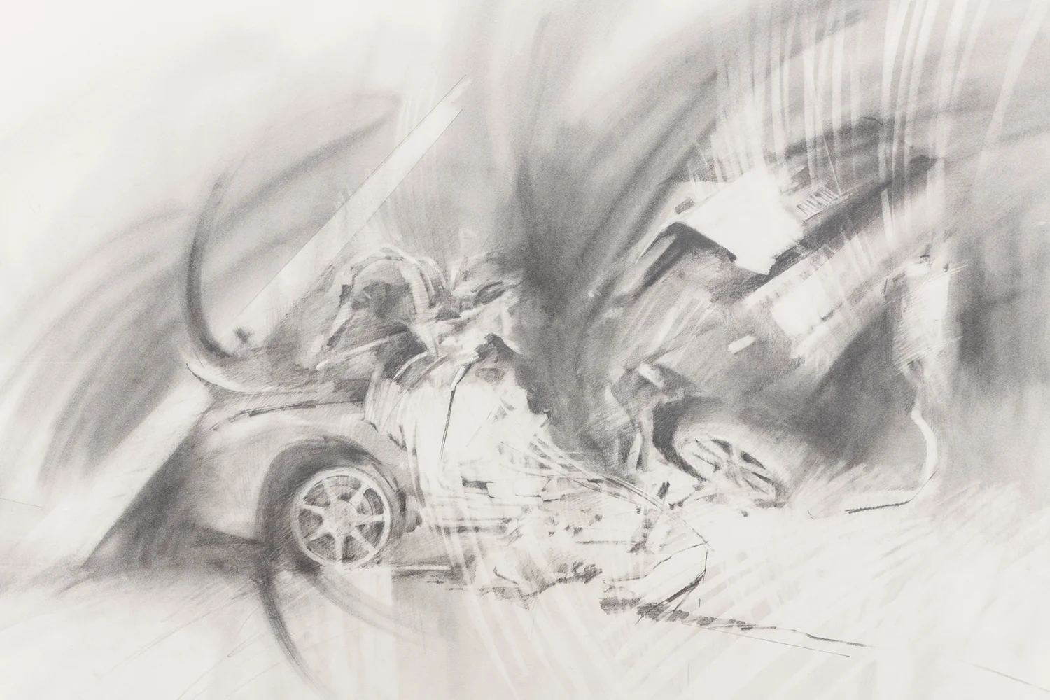 Bent (detail). 2017, graphite on paper, 36 x 96 inches