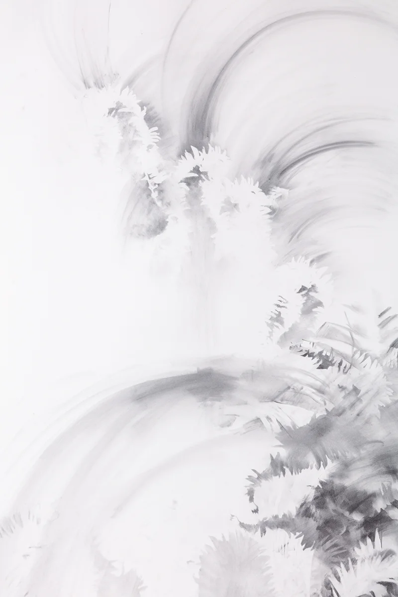 Triptych (detail 3). 2019, graphite and pigment on paper, 8.6 x 13.5 feet