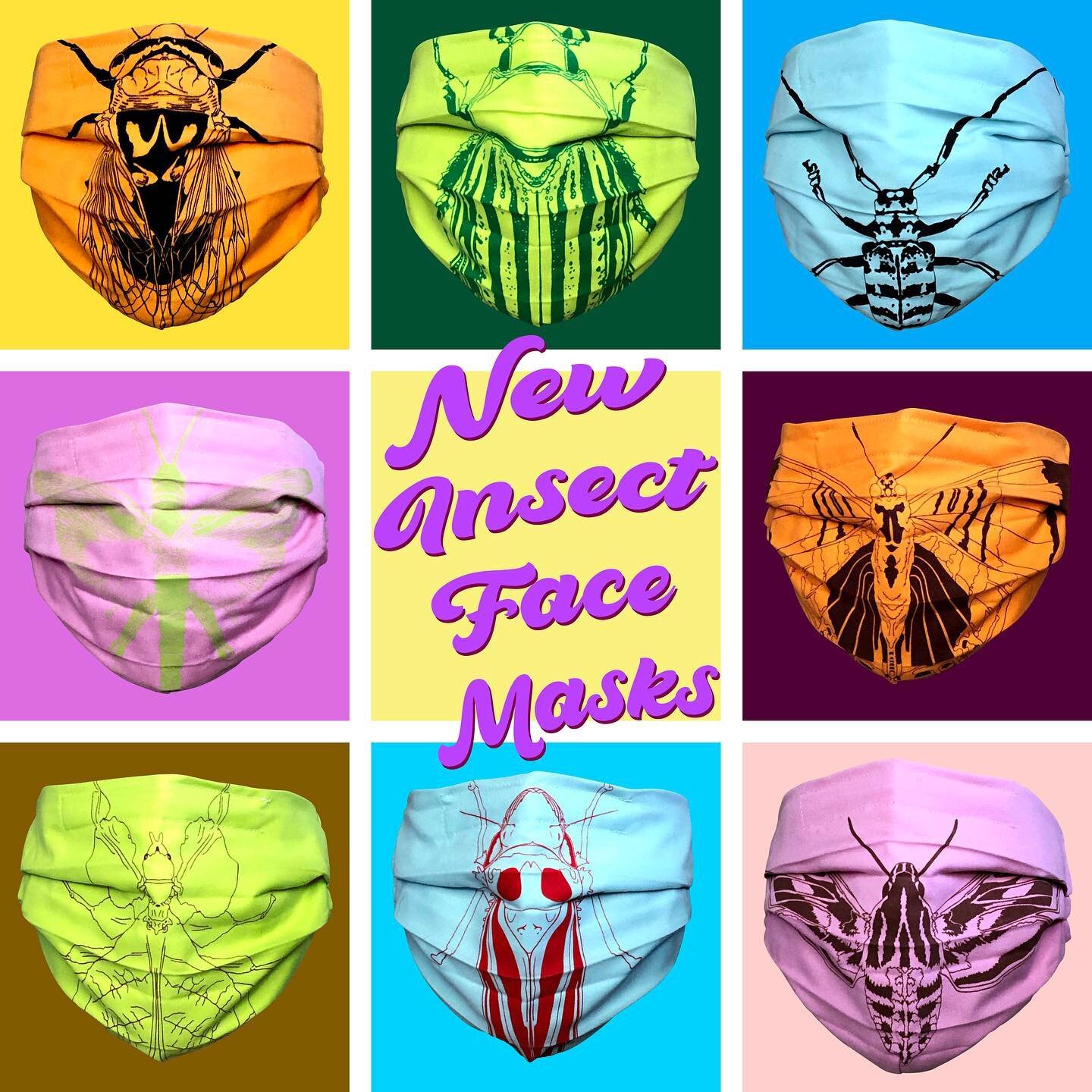 New insect masks are now available! This round includes the White-Lined Sphinx Moth, Pansy Daggerwing Butterfly, Glorious Beetle, Longhorn Beetle, Pink Grasshopper, Yellow Monday Cicada, Green Walking Leaf, and Candy-Striped Leaf Hopper!

All masks a