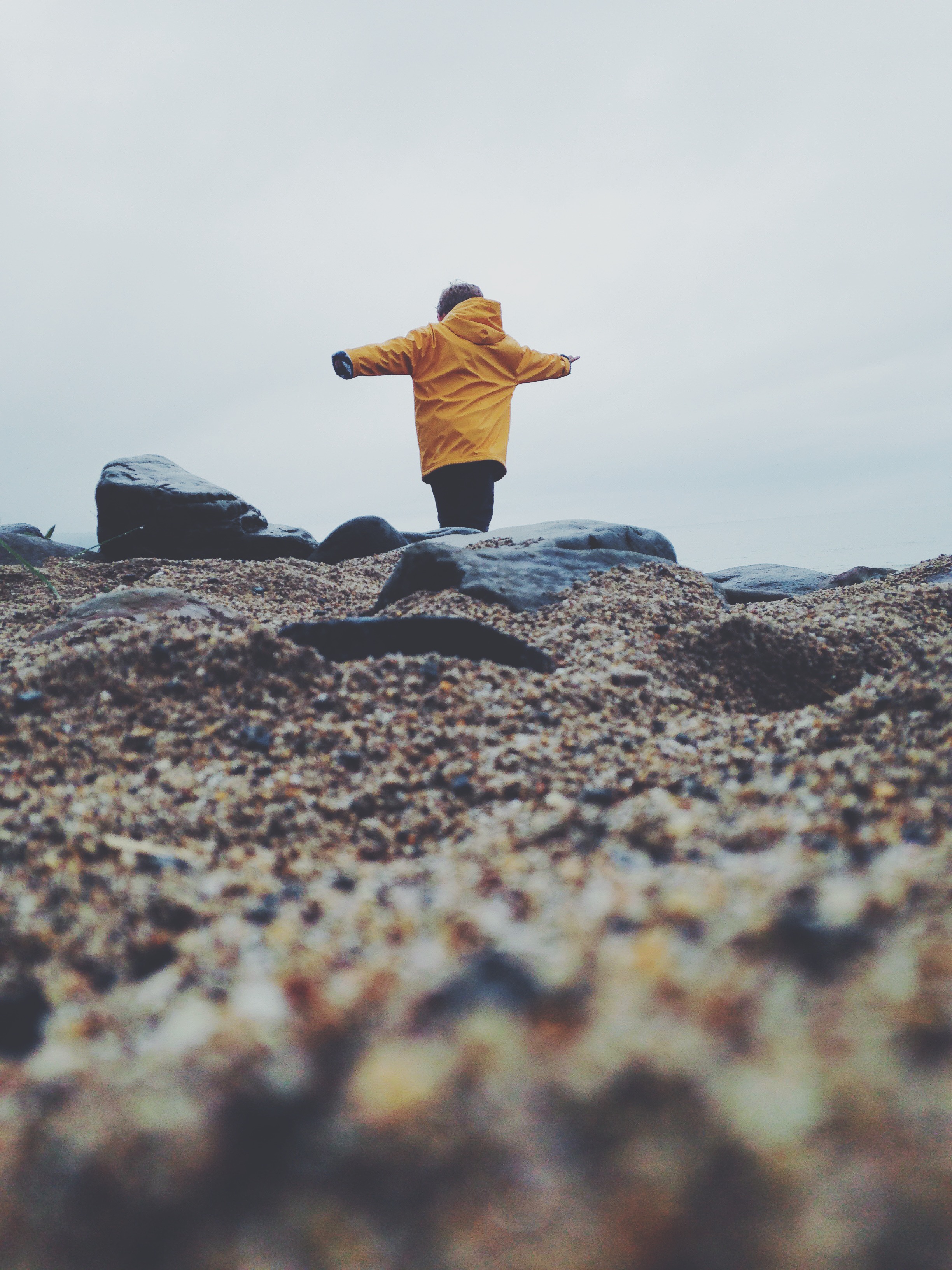 Exploring Penbryn beach.