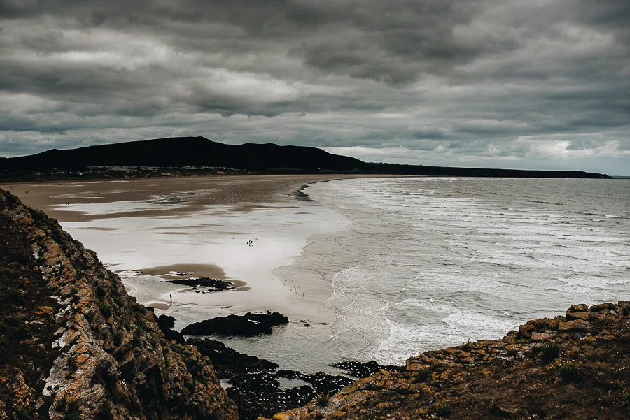 The view of the beach from Burry Holms tidal island.