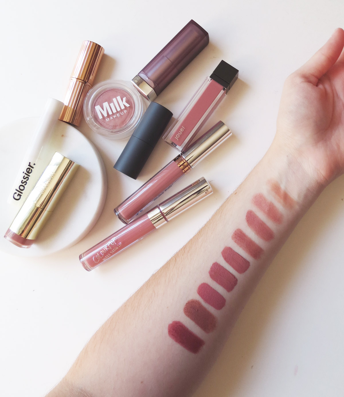 Top to Bottom: Cake, Swear By, Matte Naked, Very Victoria, Lychee, Crush, Alyssa, Cashew, Touch of Spice
