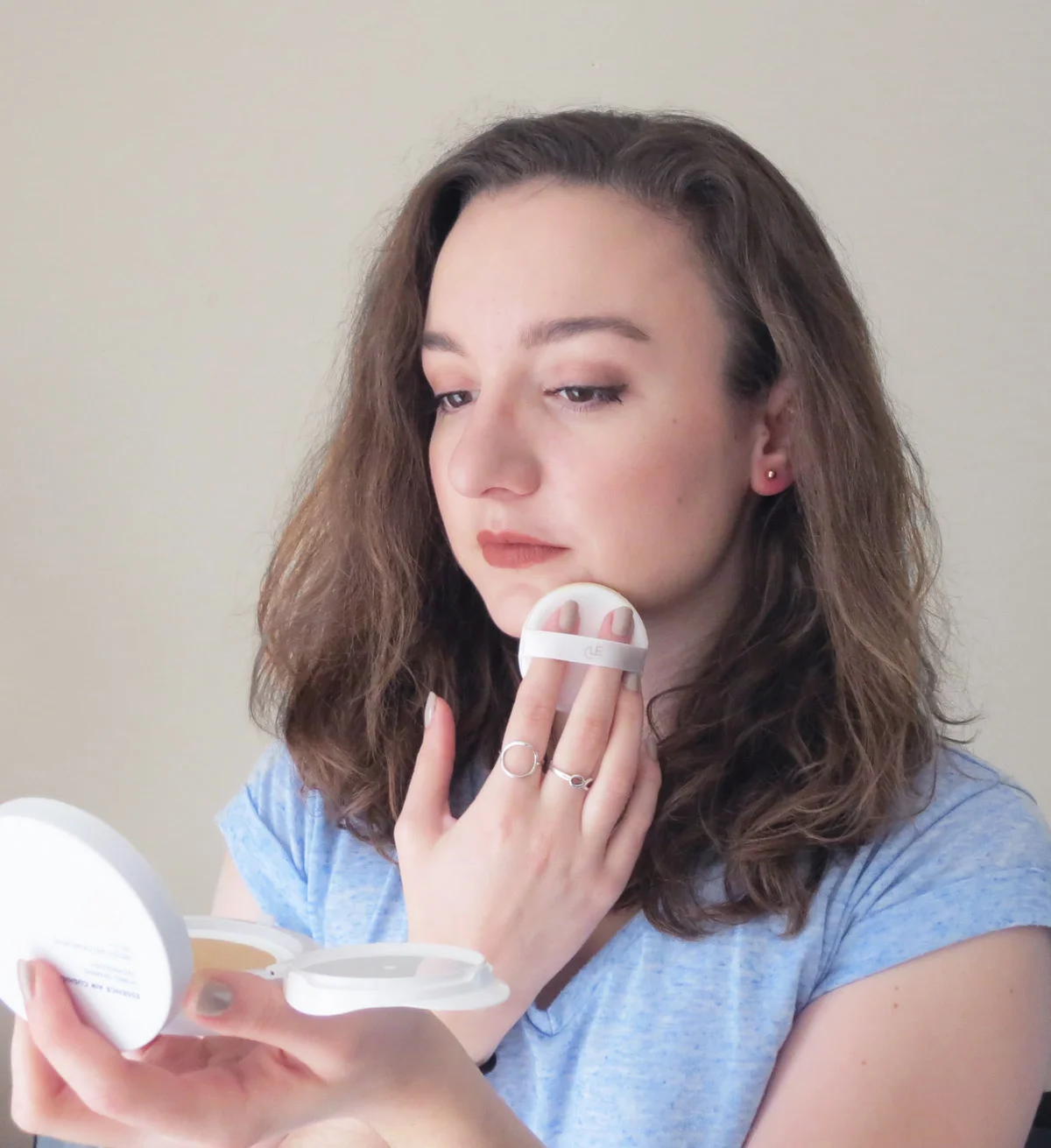 Wearing the CCC Cream, Hot Choco on lips & cheeks, & touching up with the Essence Air Cushion