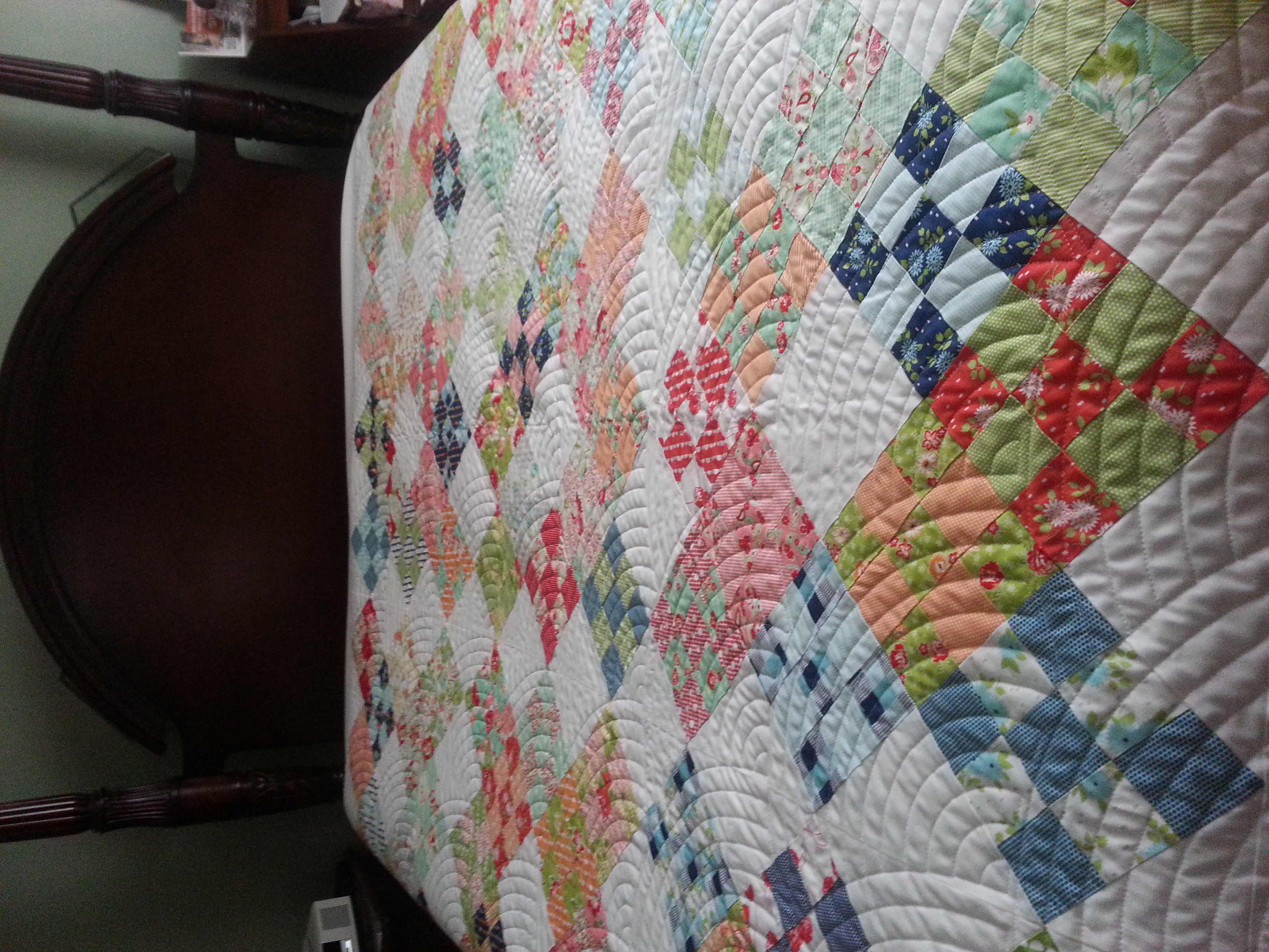 This quilt looks absolutely lovely quilted with the Baptist Fan design.