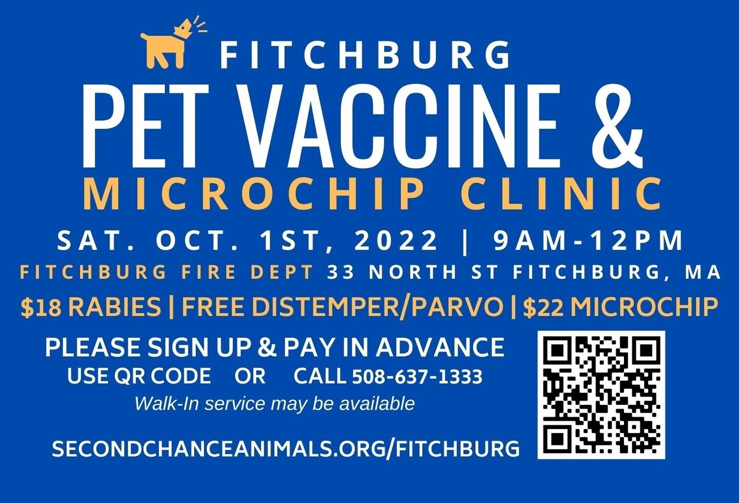Low-Cost Pet Vaccine Clinic THIS Saturday Oct 1st 9am-12pm in Fitchburg