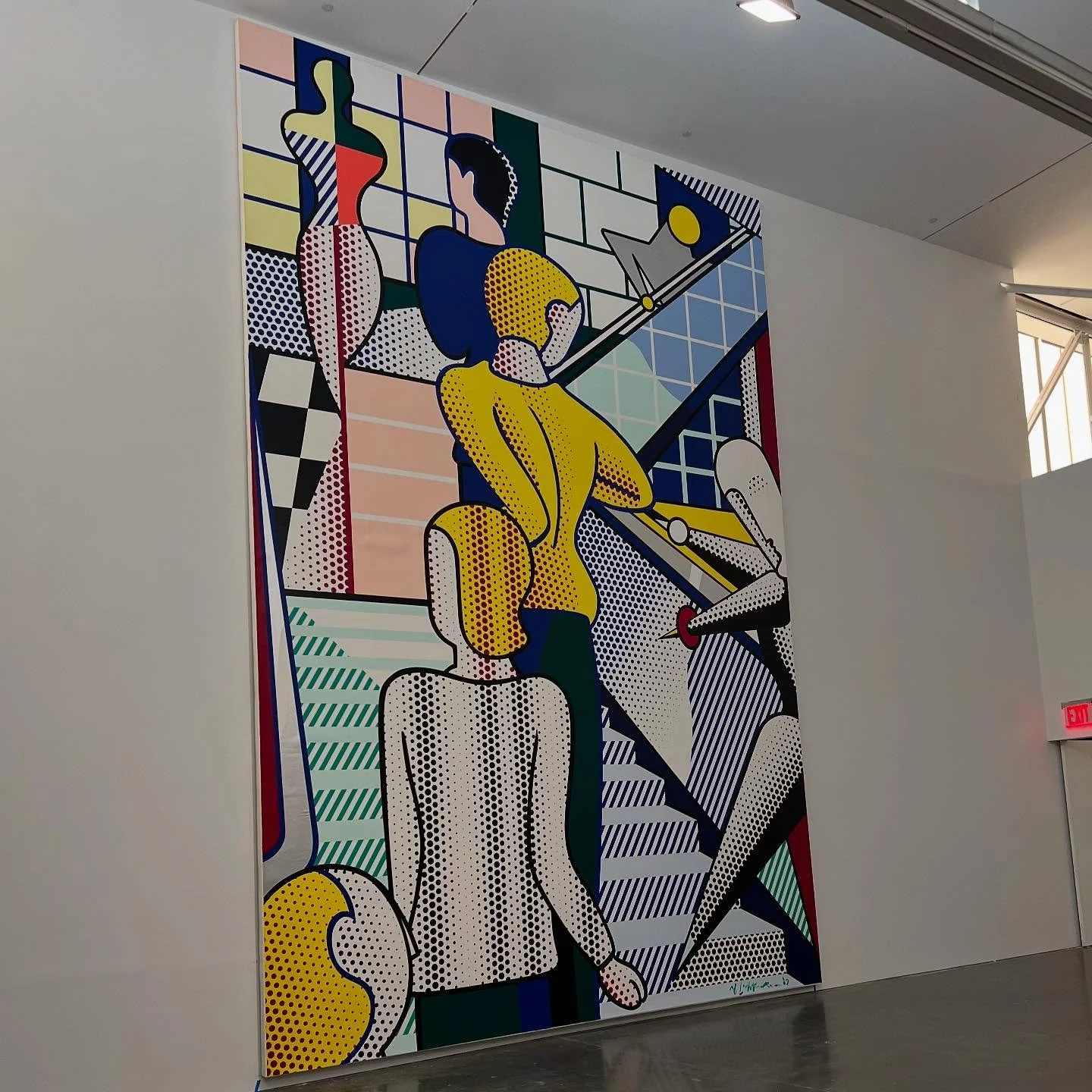 Design and fabrication of aluminum and stainless steel installation supports.  Roy Lichtenstein &ldquo; Bauhaus stairway mural&rdquo;  26&rsquo;x18&rsquo;  Gagosian NYC