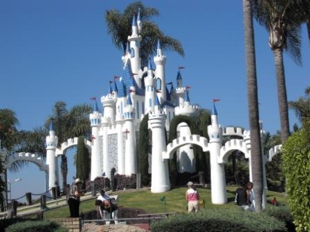 The famous Golf N' Stuff castle seen from Highway 101 in Ventura.