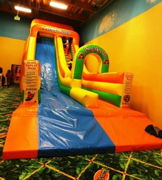 One of 3 massive indoor slides at Scooter's Jungle Simi Valley.
