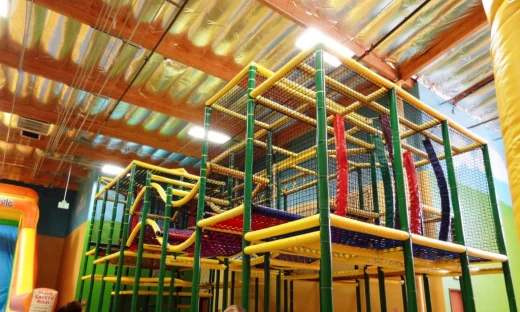 The massive climbing play area (this photo does not do it justice...it's huge).