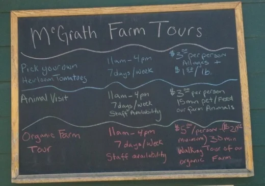 McGrath Farm Tours (as of September 2012)