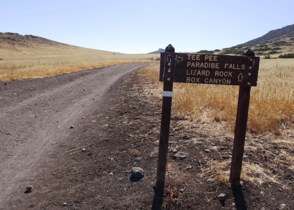 Another third of a mile and you're at the teepee, where you'll find another clearly marked sign pointing you in the direction of Paradise Falls.