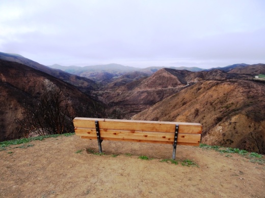 The bench at the Upper Sycamore Canyon Overlook in Rancho Sierra Vista