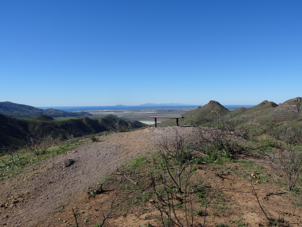 Lone bench on the Vista Del Mol trail that has views to the Channel Islands on a clear day