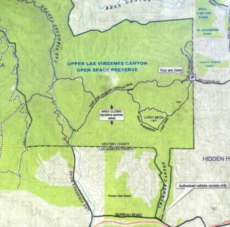 Excerpt of map posted at the Victory Trailhead