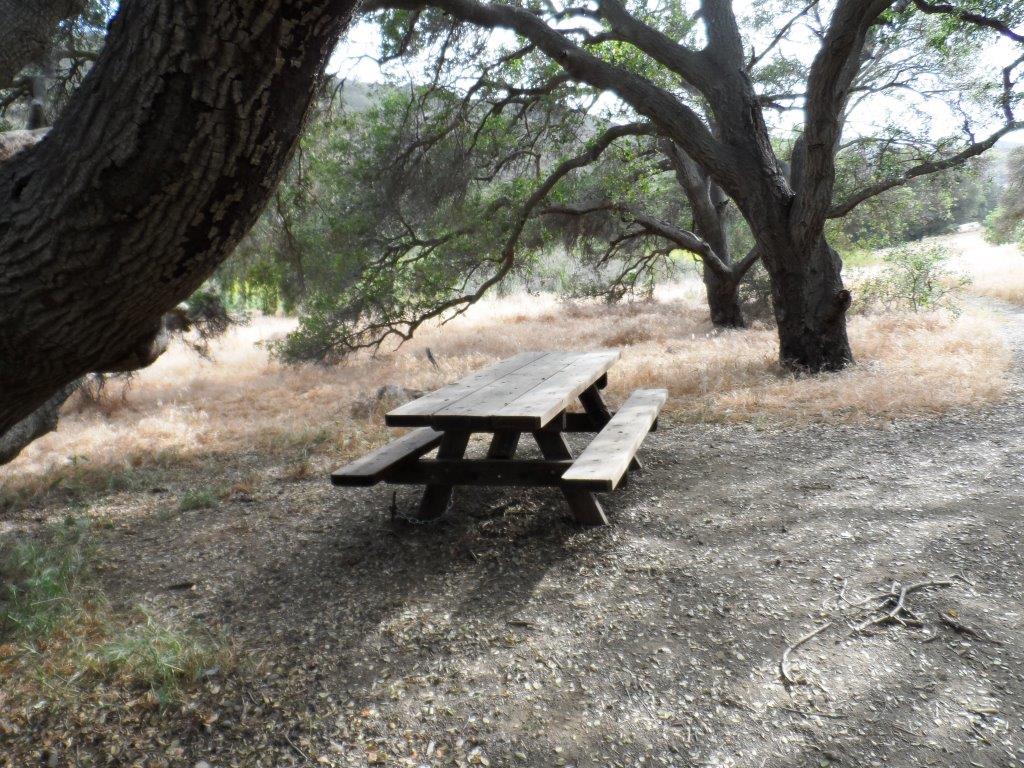 Shaded picnic area off the Hawk Canyon Trail from the Conejo Canyons Bridge