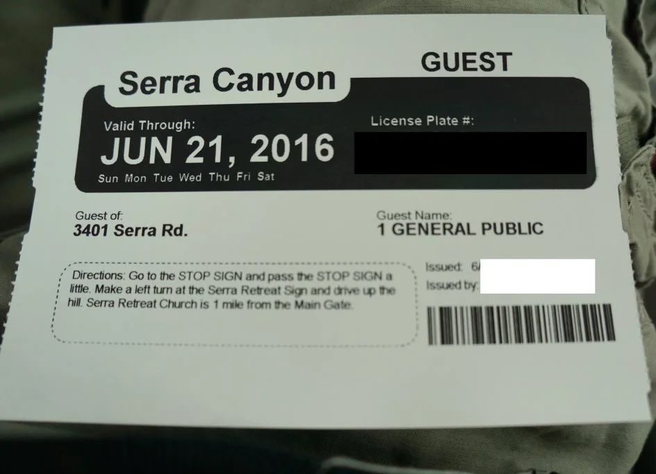 Parking pass received at guard gate