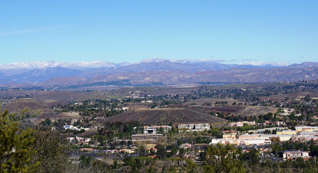 Fireworks Hill shown here in early January 2016, when three were snow capped peaks in the background.