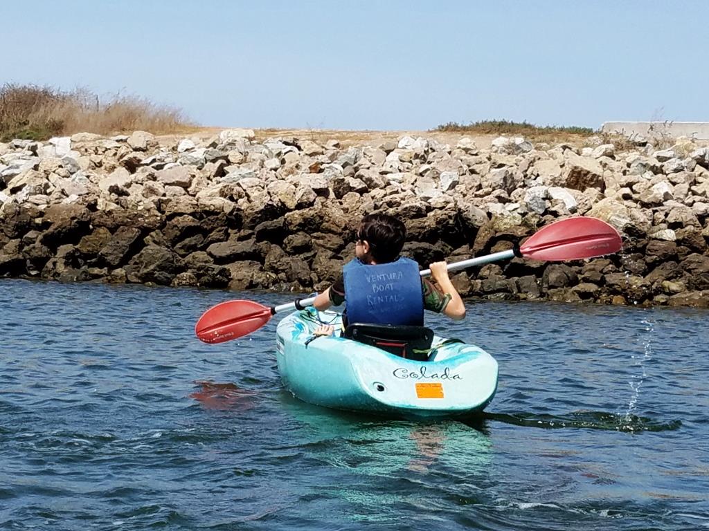We enjoy exploring the Ventura Harbor, thanks to Ventura Boat Rentals. Lots of small crabs hang out in these rocks.